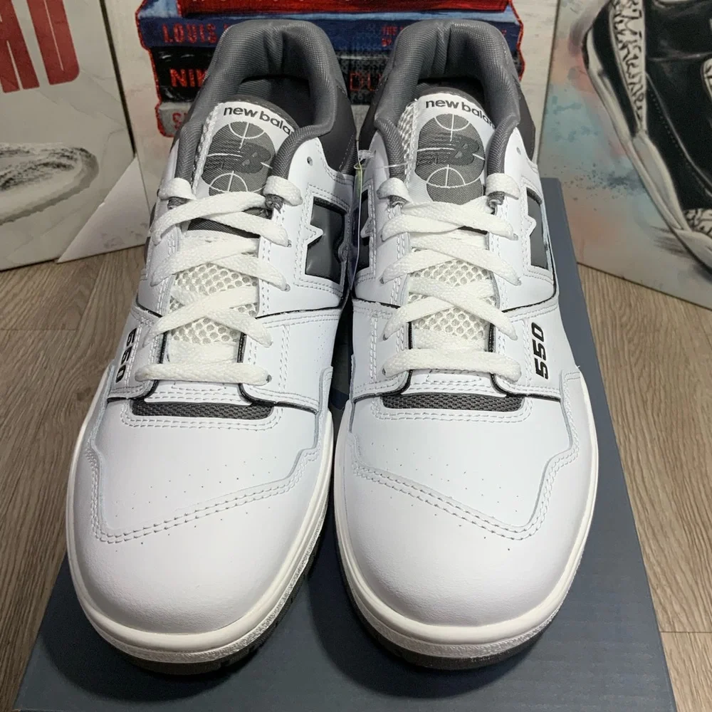 New Balance 550 White Castlerock Gray (BB550WTG) Mens Size 10.5